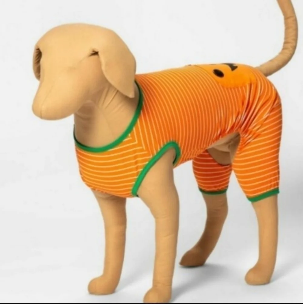 NWT Target Pet 1 Piece Family Sleep Pajama Orange Stripe Halloween Small & XS